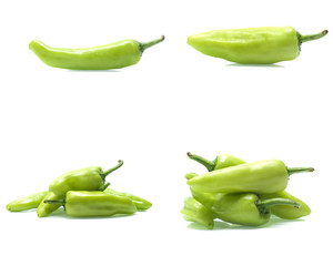 green pepper isolated on a white background (Mix, set , collection)