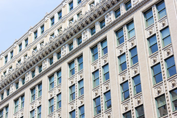 Facade of eye-catching building in Washington DC downtown, USA.