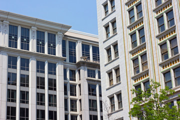 Classical downtown buildings of Washington DC, USA.