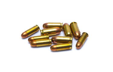 cartridges of .45 ACP pistols ammo isolated