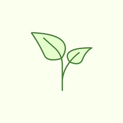 leaves with simple color element icon