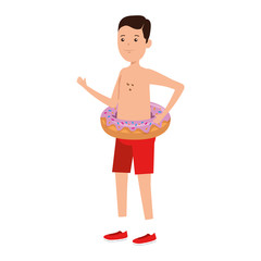 young man with donut float character