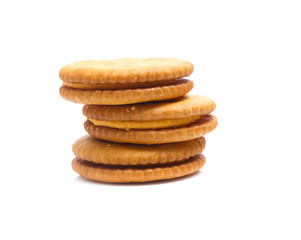 Sandwich cracker on white background