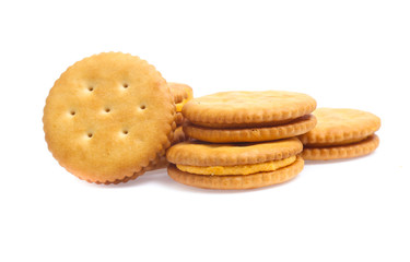 Sandwich cracker on white background