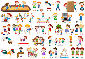 Naklejka premium Set of children at playground
