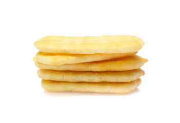 Rice cracker on white background
