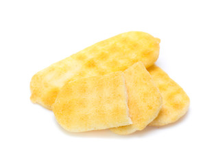 Rice cracker on white background
