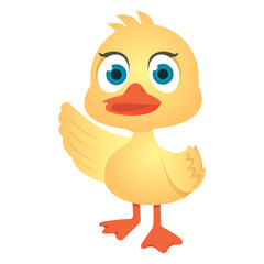 Illustration of cute duck with wings raised