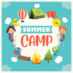 Vector Illustration Of Kids Summer Camp