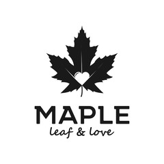 Obraz premium Maple leaf logo design with love element