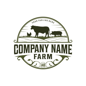 Cattle, livestock, farm classic logo