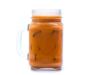 Iced Thai milk tea in glasses (thailand)