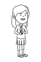happy student girl comic character