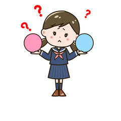 どちらか迷う女の子　ポーズ　イラスト