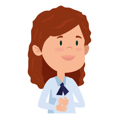 happy student girl comic character