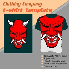 T-shirt template, fully editable with demonic vector