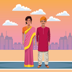 Obraz na płótnie Canvas indian couple avatar cartoon character
