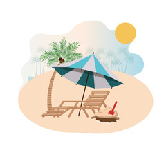 beach umbrella for summer striped icon