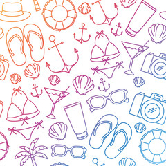 pattern of summer objects with white background