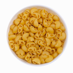 Dry pasta in a bowl