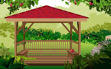 Obraz premium wooden pavilion in the jungle