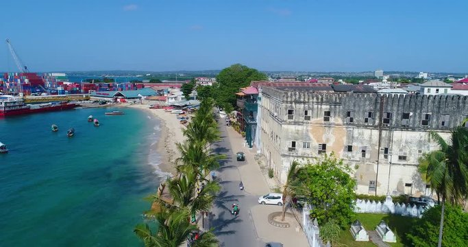 Aerial. Stone town, Zanzibar, Tanzania.