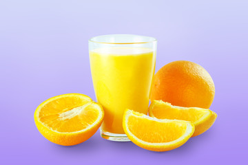 Beautiful food art background with juice and fruits. Fresh orange juice with fruits.