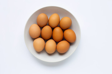 Eggs on white background.