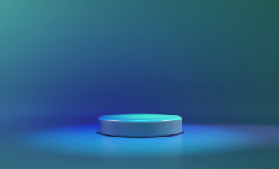 circle stage blue neon light. abstract futuristic background - 273976759
