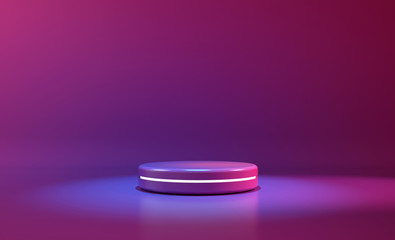 circle stage purple neon light. abstract futuristic background - 273976766