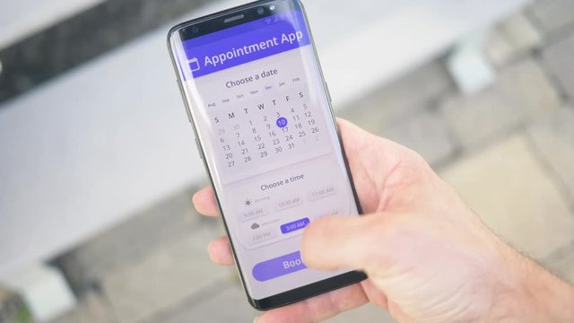 Using An Online Appointment App To Schedule A Rendezvous On A Smartphone Screen.