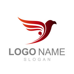 Fototapeta na wymiar eagle logo design illustration, red bird logo, flying icon