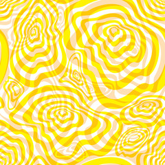 Vector illustration of yellow, white and cream blended and curved shapes and stripes. Seamless repeat pattern for gift wrap, textile, fabric, scrapbooking and fashion.