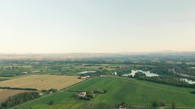 4K Aerial : Cinematic birdeye shot of a rural landscape