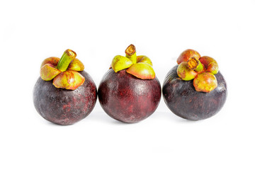 Fresh mangosteen fruit from the farm on a white background