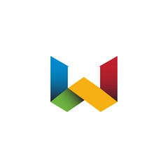 initial letter W modern colorful