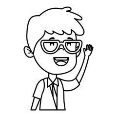 happy student boy with glasses