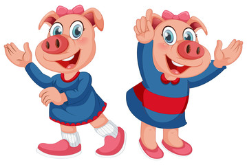 Set of cute pig character