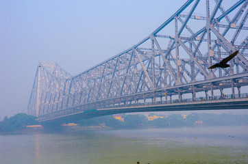 Howrah bridge on river Ganges in kolkata city