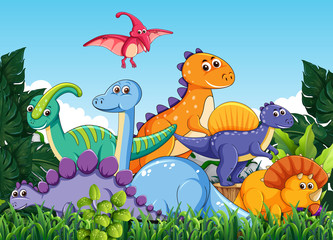 Many dinosaur in nature © GraphicsRF