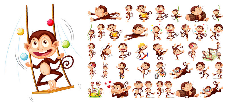Set of monkey character