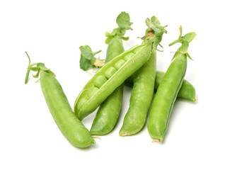 Fresh peas isolated on white background 