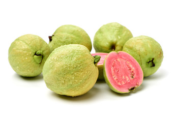 Pink guava isolated on white background