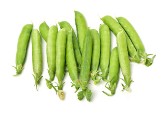 Fresh peas isolated on white background 
