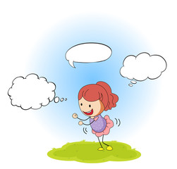 A girl with speech balloon