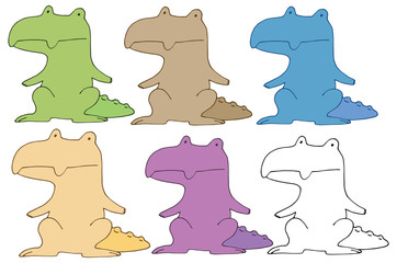 Print crocodile cartoon doodle color set hand draw monster