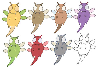 Print cartoon doodle color bug logo hand draw funny monster