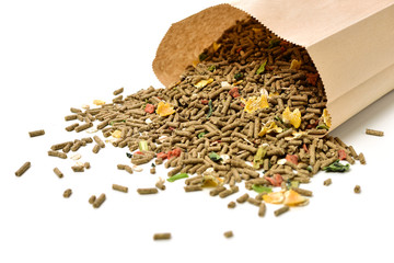 rabbit feed on white background