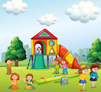 Children playing at playground