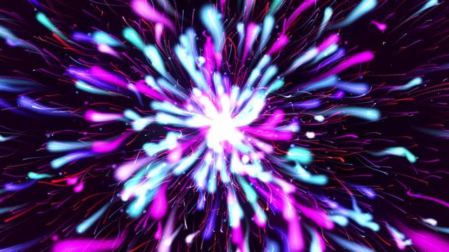 Colorful Particle explosion Flow Relaxing Background slow zoom out. It Can Be Used in VJ Loops and Screen Saver Also.